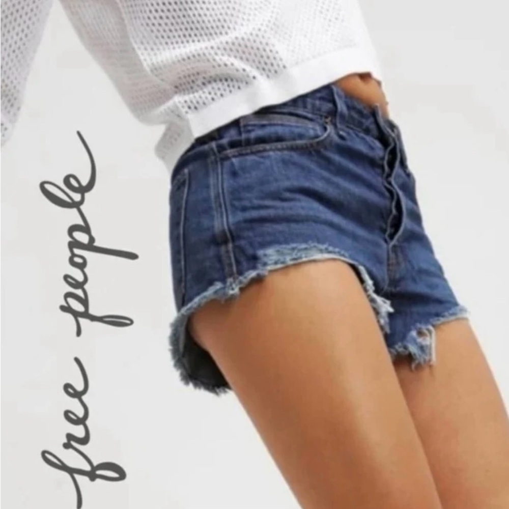 Free People Dark Blue Jean Shorts